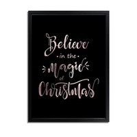 Weihnachtsposter Believe in the magic of Christmas - Weihnachtsdekoration Kupferfolie + schwarz