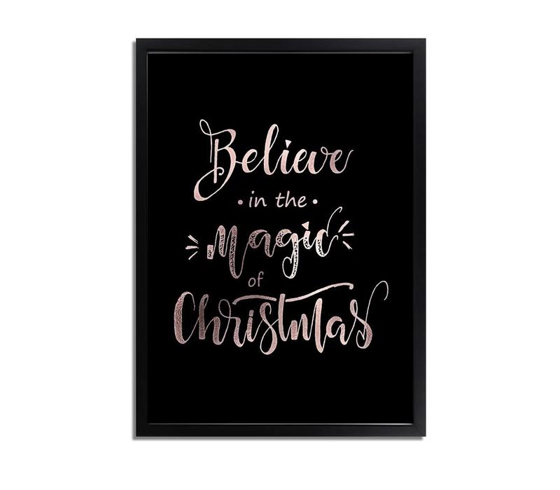 Weihnachtsposter Believe in the magic of Christmas - Weihnachtsdekoration Kupferfolie + schwarz