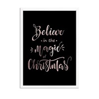 Weihnachtsposter Believe in the magic of Christmas - Weihnachtsdekoration Kupferfolie + schwarz