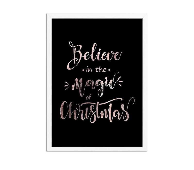 Weihnachtsposter Believe in the magic of Christmas - Weihnachtsdekoration Kupferfolie + schwarz