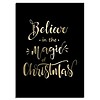 Kerstposter Believe in the magic of Christmas - Kerstdecoratie Goudfolie + zwart