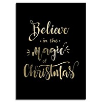 Weihnachtsposter Glauben Sie an die Magie von Weihnachten - Weihnachtsdekoration Goldfolie + Schwarz