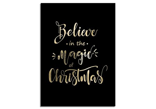 DesignClaud Weihnachtsposter Glauben Sie an die Magie von Weihnachten - Weihnachtsdekoration Goldfolie + Schwarz