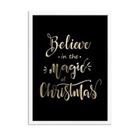 Weihnachtsposter Glauben Sie an die Magie von Weihnachten - Weihnachtsdekoration Goldfolie + Schwarz