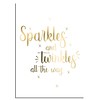 DesignClaud Kerstposter Sparkles and Twinkles all the way - Kerstdecoratie Goudfolie + wit