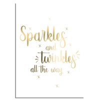 Kerstposter Sparkles and Twinkles all the way - Kerstdecoratie Goudfolie + wit