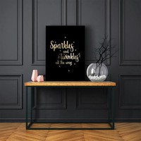 Kerstposter Sparkles and Twinkles all the way - Kerstdecoratie Goudfolie + zwart