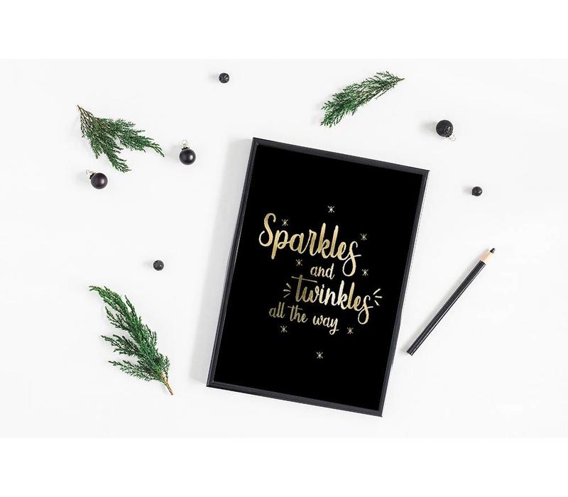 Weihnachtsposter funkelt und funkelt bis zum Anschlag - Weihnachtsdekoration Goldfolie + Schwarz