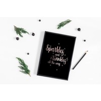 Kerstposter Sparkles and Twinkles all the way - Kerstdecoratie Koper folie + zwart