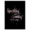 DesignClaud Weihnachtsposter Sparkles and Twinkles all the way - Weihnachtsdekoration Kupferfolie + Schwarz