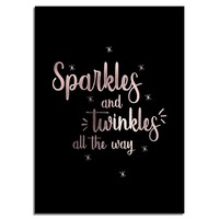 Kerstposter Sparkles and Twinkles all the way - Kerstdecoratie Koper folie + zwart