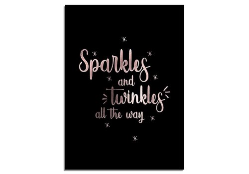 DesignClaud Kerstposter Sparkles and Twinkles all the way - Kerstdecoratie Koper folie + zwart