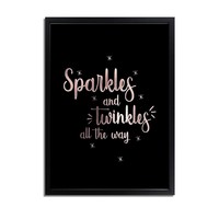 Kerstposter Sparkles and Twinkles all the way - Kerstdecoratie Koper folie + zwart