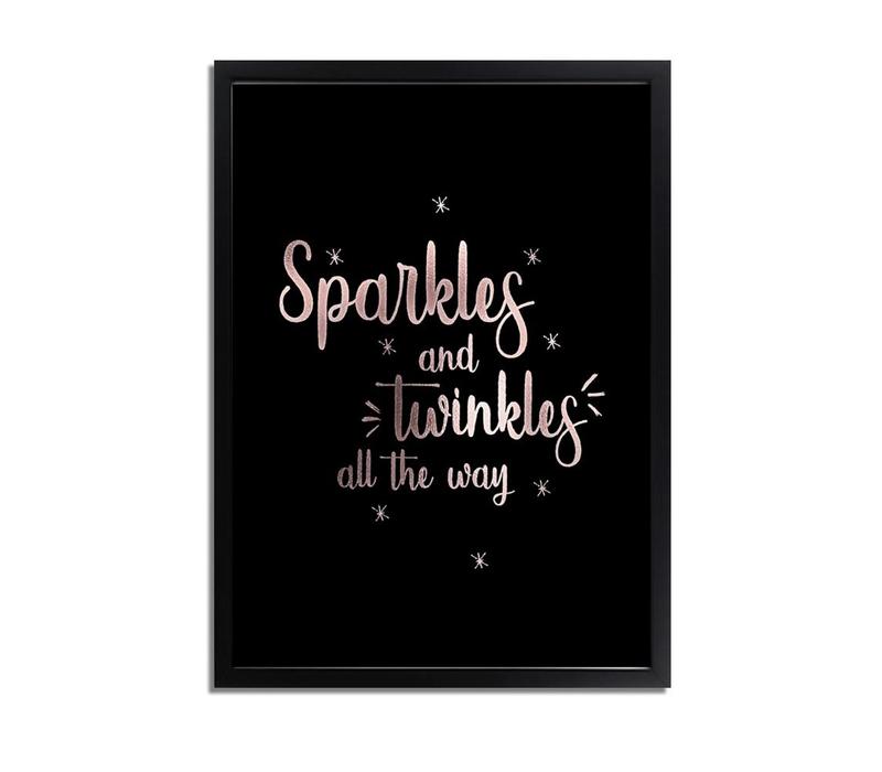 Kerstposter Sparkles and Twinkles all the way - Kerstdecoratie Koper folie + zwart