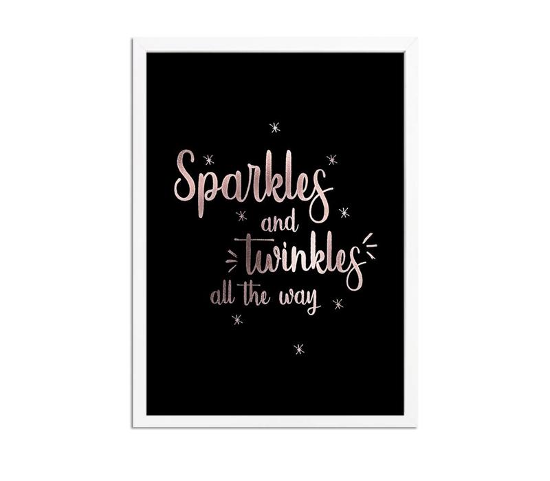 Weihnachtsposter Sparkles and Twinkles all the way - Weihnachtsdekoration Kupferfolie + Schwarz