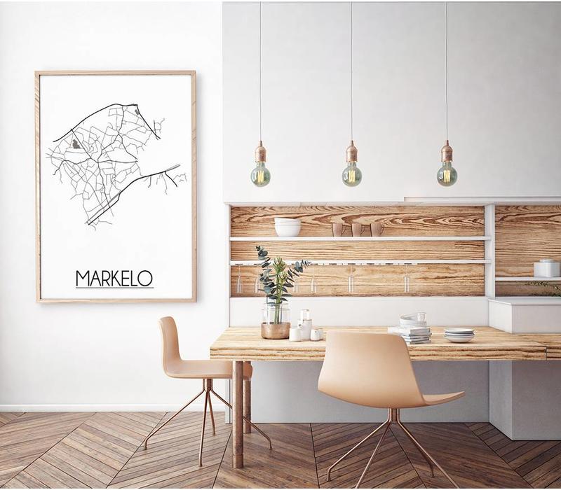 Markelo Stadtplan poster plakat - Weiß grau schwarz
