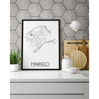 Markelo Stadtplan poster plakat - Weiß grau schwarz