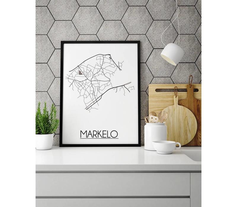 Markelo Stadtplan poster plakat - Weiß grau schwarz