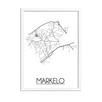 Markelo Stadtplan poster plakat - Weiß grau schwarz