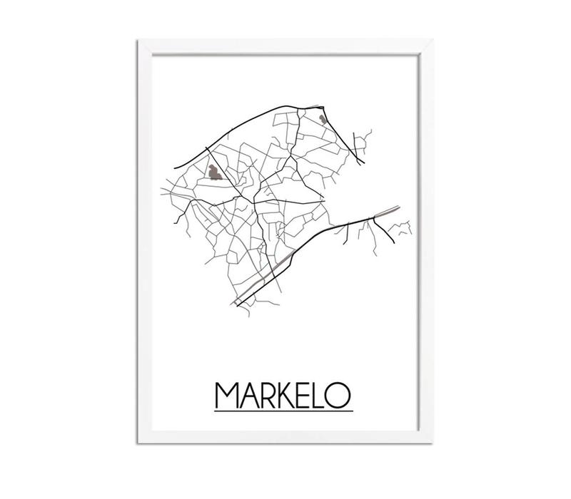 Markelo Stadtplan poster plakat - Weiß grau schwarz