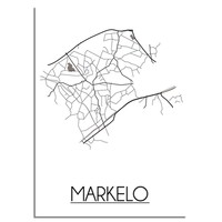 Markelo Stadtplan poster plakat - Weiß grau schwarz