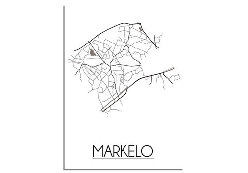 DesignClaud Markelo Stadtplan poster plakat - Weiß grau schwarz