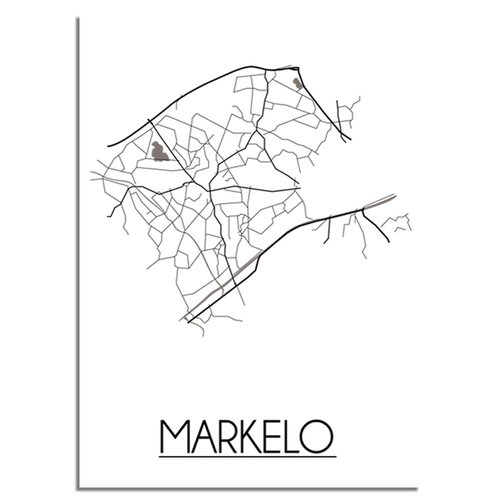 Markelo Stadtplan poster plakat - Weiß grau schwarz 