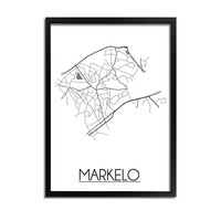 Markelo Stadtplan poster plakat - Weiß grau schwarz