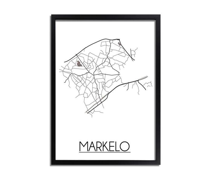 Markelo Stadtplan poster plakat - Weiß grau schwarz