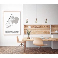 Grundriss Stadtplan Roelofarendsveen - Wanddekoration - Schwarz-Weiß-Grau