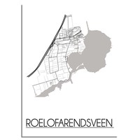 Grundriss Stadtplan Roelofarendsveen - Wanddekoration - Schwarz-Weiß-Grau