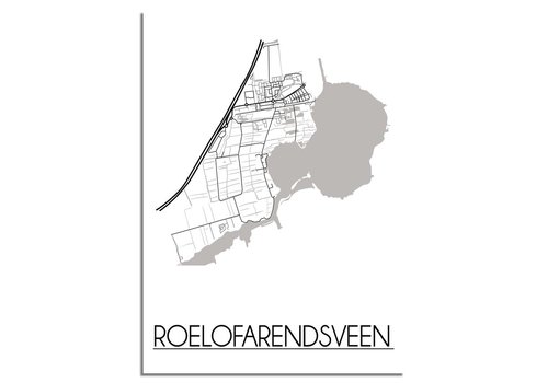 DesignClaud Grundriss Stadtplan Roelofarendsveen - Wanddekoration - Schwarz-Weiß-Grau