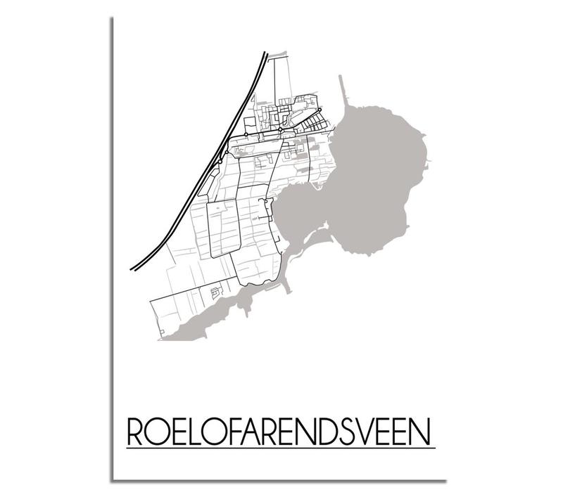 Grundriss Stadtplan Roelofarendsveen - Wanddekoration - Schwarz-Weiß-Grau