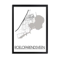 Grundriss Stadtplan Roelofarendsveen - Wanddekoration - Schwarz-Weiß-Grau