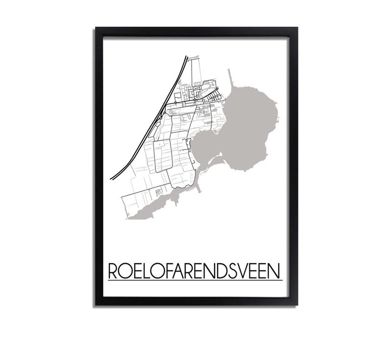 Grundriss Stadtplan Roelofarendsveen - Wanddekoration - Schwarz-Weiß-Grau