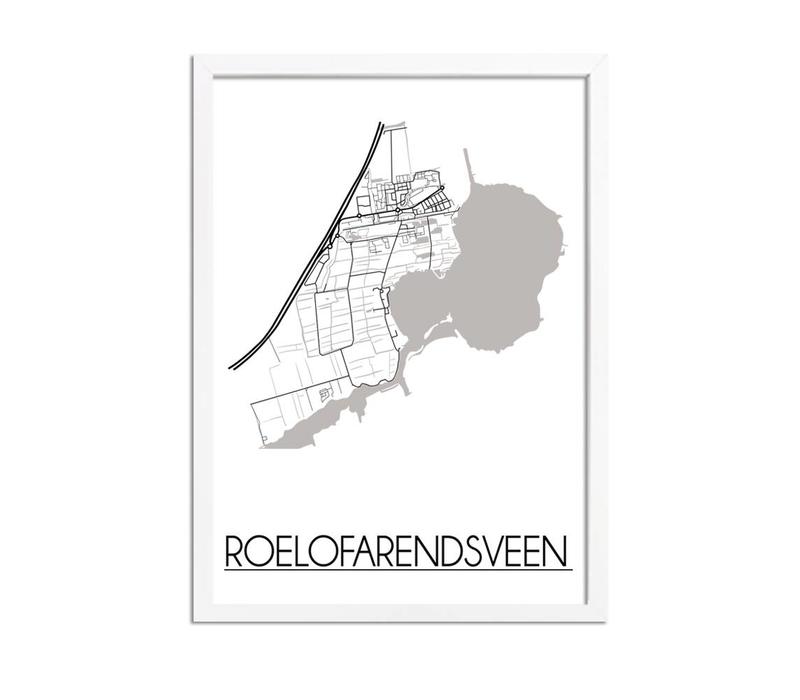 Grundriss Stadtplan Roelofarendsveen - Wanddekoration - Schwarz-Weiß-Grau