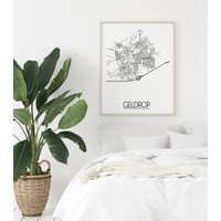 Grundriss Stadtplan Geldrop - Wanddekoration - Schwarz-Weiß-Grau