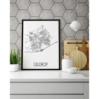 Grundriss Stadtplan Geldrop - Wanddekoration - Schwarz-Weiß-Grau