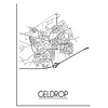 DesignClaud Grundriss Stadtplan Geldrop - Wanddekoration - Schwarz-Weiß-Grau