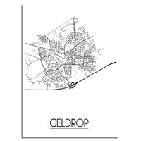 Grundriss Stadtplan Geldrop - Wanddekoration - Schwarz-Weiß-Grau