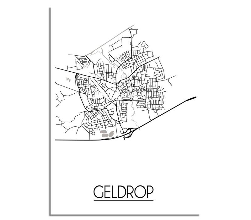 Grundriss Stadtplan Geldrop - Wanddekoration - Schwarz-Weiß-Grau