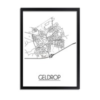 Grundriss Stadtplan Geldrop - Wanddekoration - Schwarz-Weiß-Grau