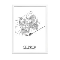 Grundriss Stadtplan Geldrop - Wanddekoration - Schwarz-Weiß-Grau