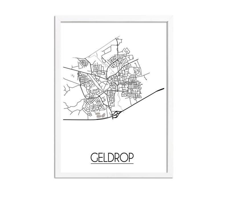 Grundriss Stadtplan Geldrop - Wanddekoration - Schwarz-Weiß-Grau