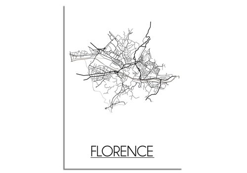 DesignClaud Grundriss Stadtplan Florence - Wanddekoration - Schwarz-Weiß-Grau