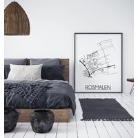 Karte Rosmalen Stadtplanposter - Weiß Schwarz Grau