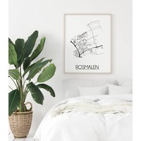Karte Rosmalen Stadtplanposter - Weiß Schwarz Grau