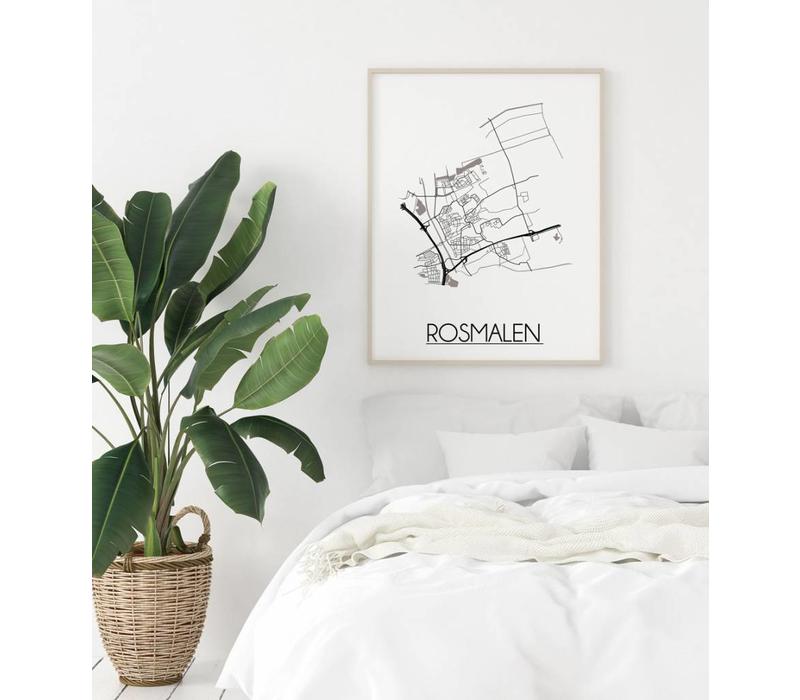 Karte Rosmalen Stadtplanposter - Weiß Schwarz Grau