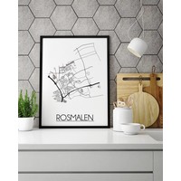 Karte Rosmalen Stadtplanposter - Weiß Schwarz Grau