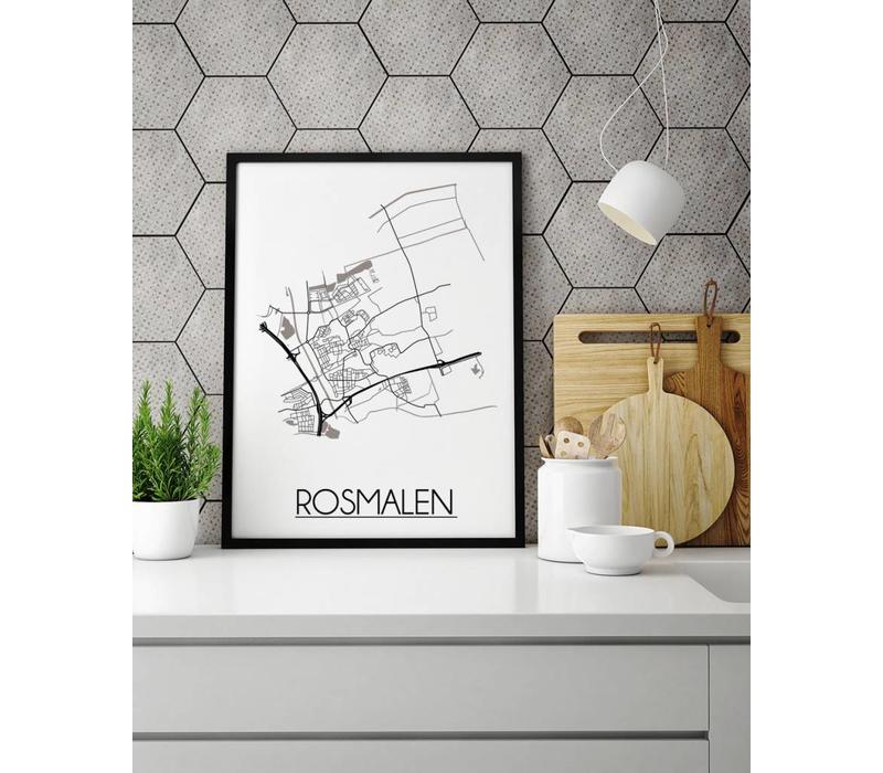 Karte Rosmalen Stadtplanposter - Weiß Schwarz Grau